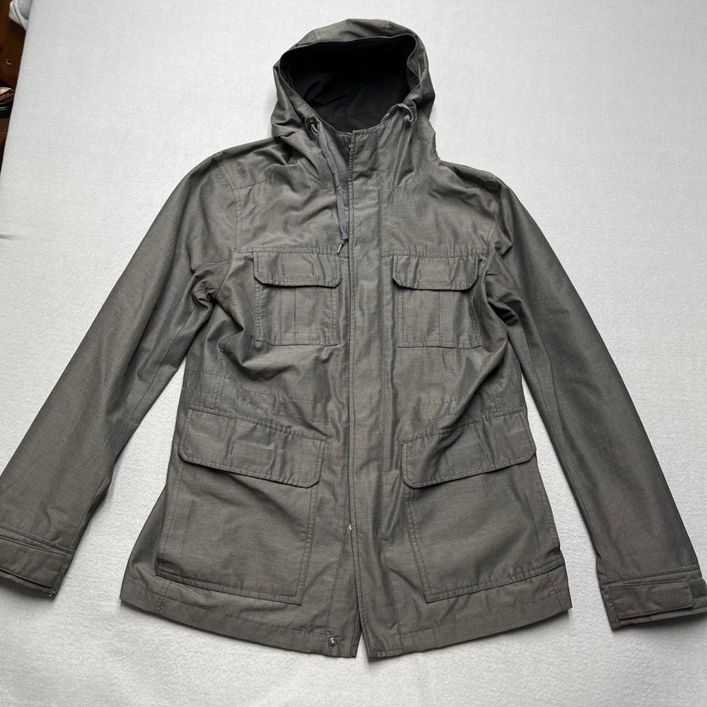 UNIQLO Men's Chore Coat Gray Hooded Utility Jacket Lightweight polymaid Medium